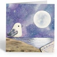 Seagulls & Whales Moonlight Cards | Pack of 4 | Greeting Cards | Louise Stocker