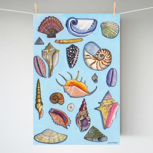 Seashells on Blue – A3 print