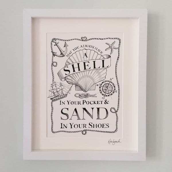 Shell in Pocket Framed Print | Pen and Ink Drawing | Kim Lynch
