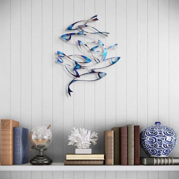 Shoal - Tempered Steel Fish Wall Art by Janet Mary Robinson