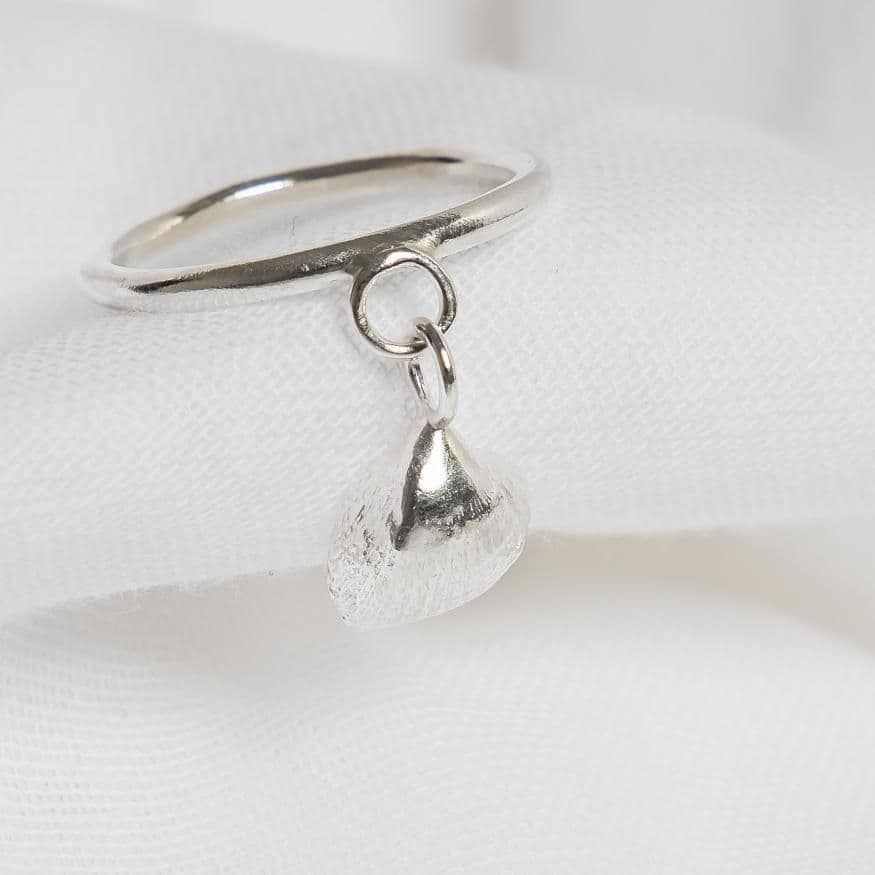 Silver Falling Shell Ring