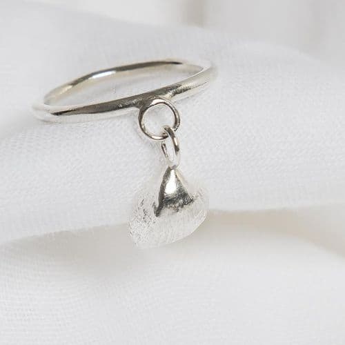 Silver Falling Shell Ring