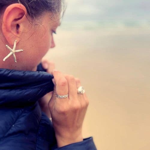 Silver Maxi Starfish Stud Earrings