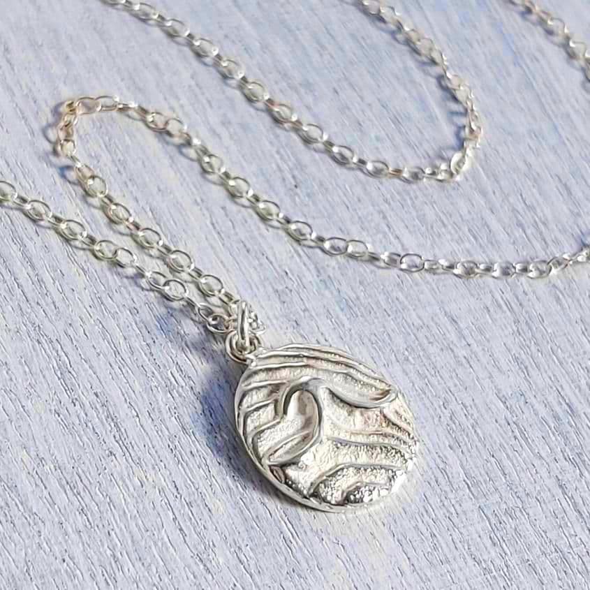 Silver Wave Pendant Necklace