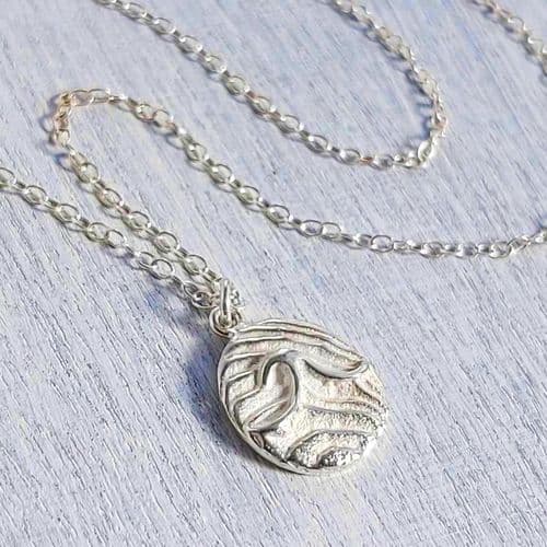 Silver Wave Pendant Necklace