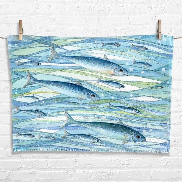Silvery Sea Fish Tea Towel | Coastal Tea Towel | Elizabeth Stocker