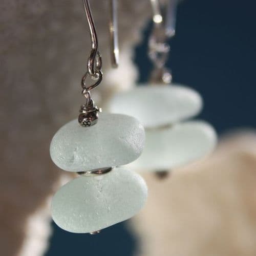Soft Blue Sea Glass Earrings