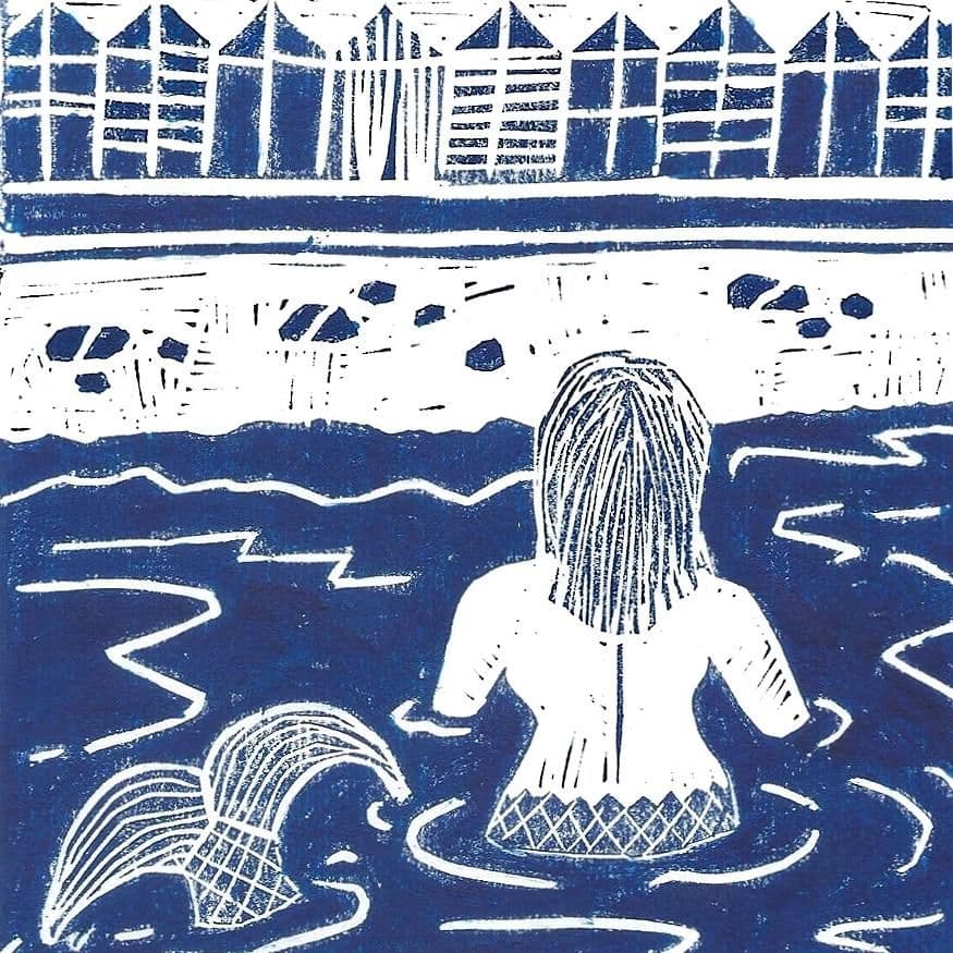 Solent Mermaids - Lino Print