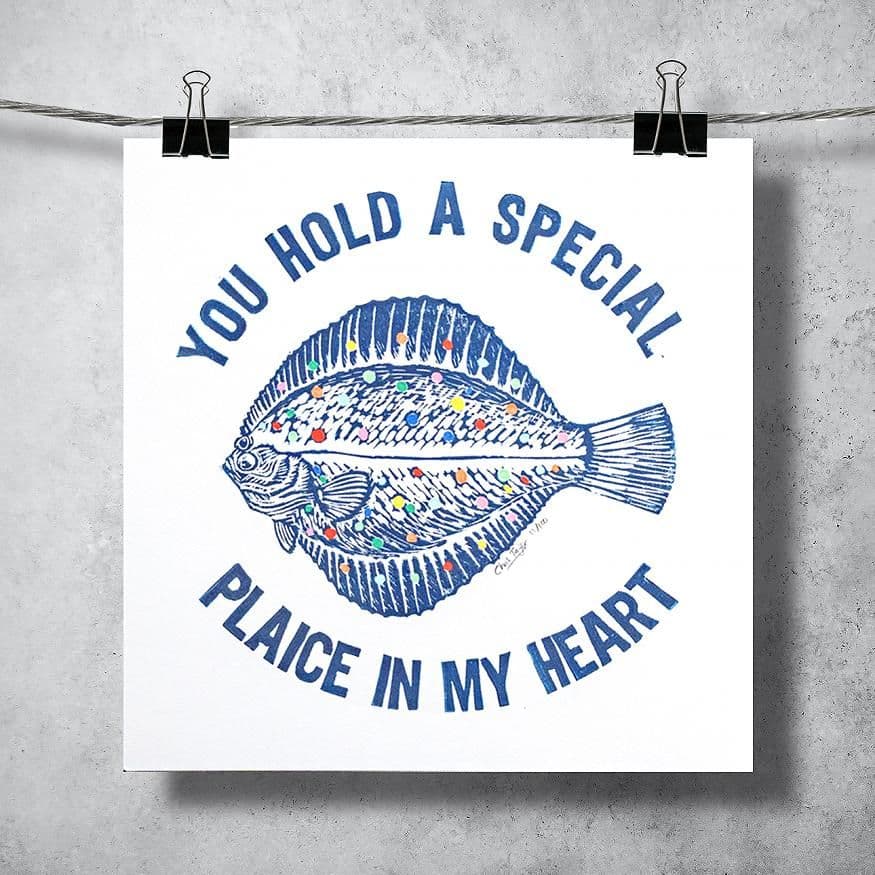 Special Plaice in my Heart - Linocut Print