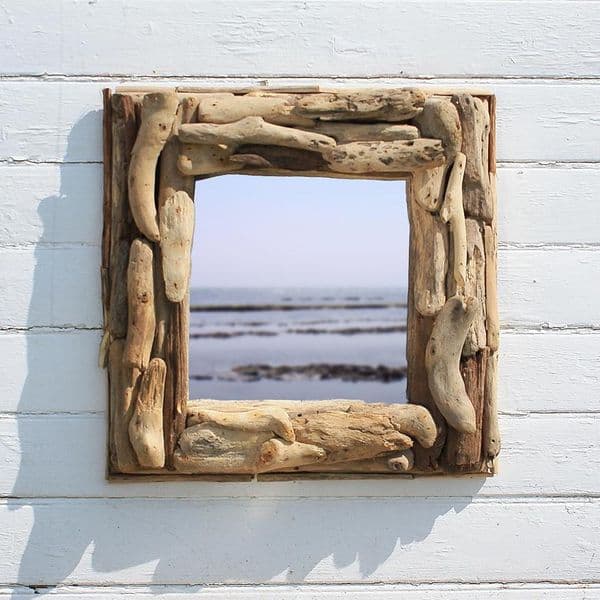 Square Driftwood Mirror No 3 | Wall Mirror | Coastal Mirror