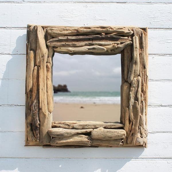 Square Driftwood Mirror No 5 | Wall Mirror | Coastal Mirror