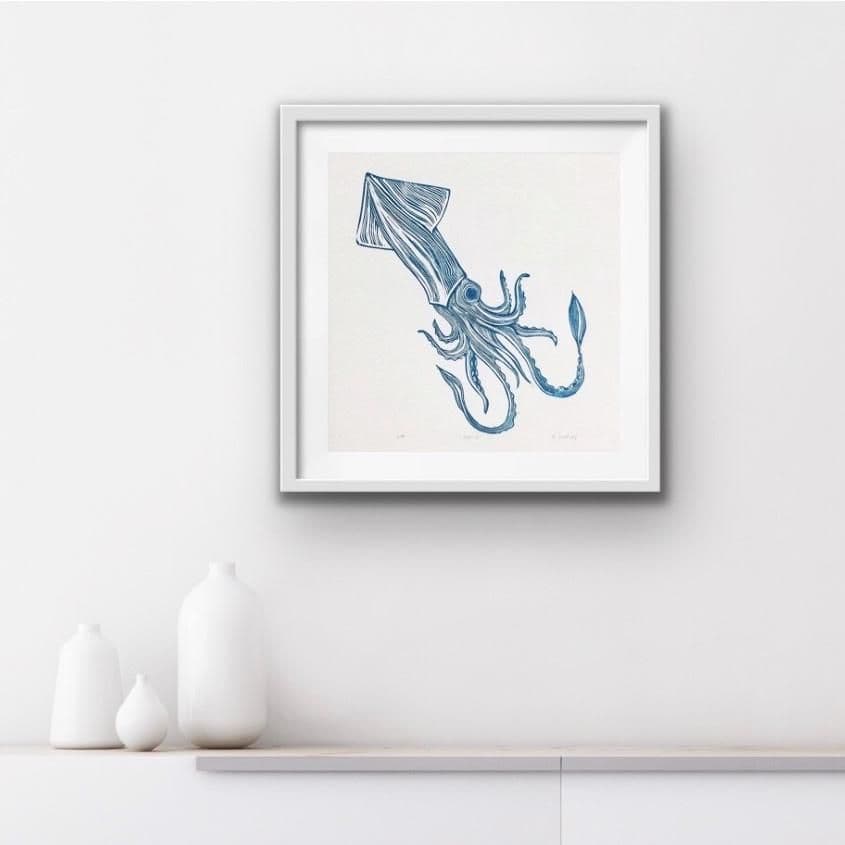 Squid - Linocut Print