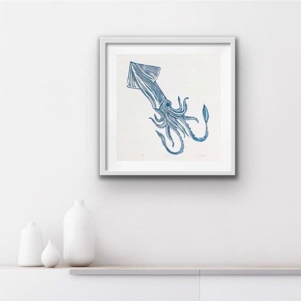 Squid | Linocut Print | Amy Cundall
