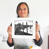 Staithe | Woodcut Print | Valerie Sims