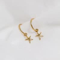 Starfish Huggy Charm Hoop Earrings Gold | Gold Earrings | Sarah Adams