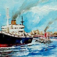 Steamer in Port | Original Painting | Stuart Roy