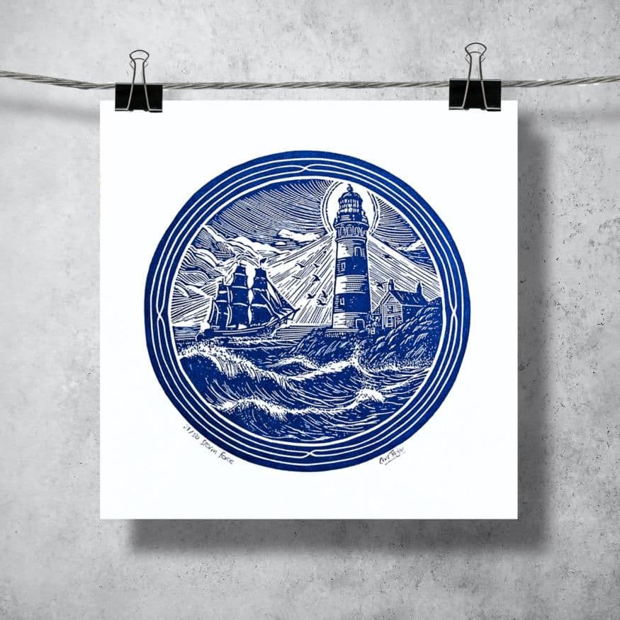 Storm Force - Linocut Print