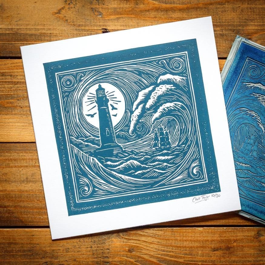 Storm Sea - Linocut Print