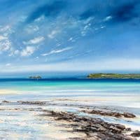 Summer Clouds over Godrevy Lighthouse, Cornwall Print | Art Print | Gail Morris