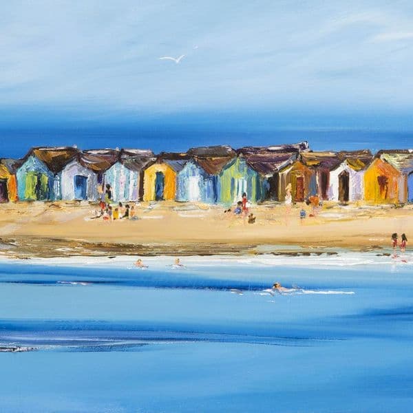 Teignmouth Beach Huts & Bathers | Teignmouth | Art Print | Gail Morris