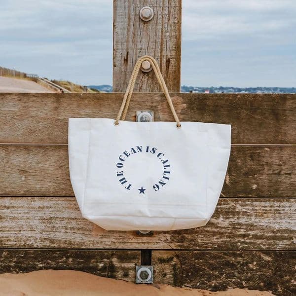 The Ocean is Calling Beach Bag | Recycled Sailcloth Bags