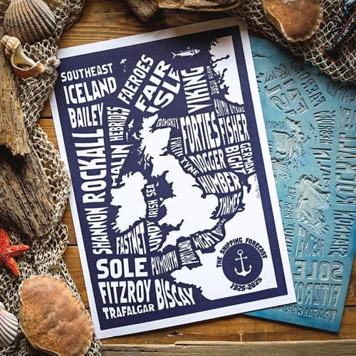 The Shipping Forecast - Linocut Print