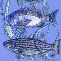 Three Blue Fish | A3 Print | Andrew Ruffhead