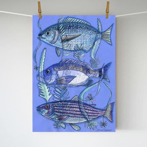 Three Blue Fish – A3 print
