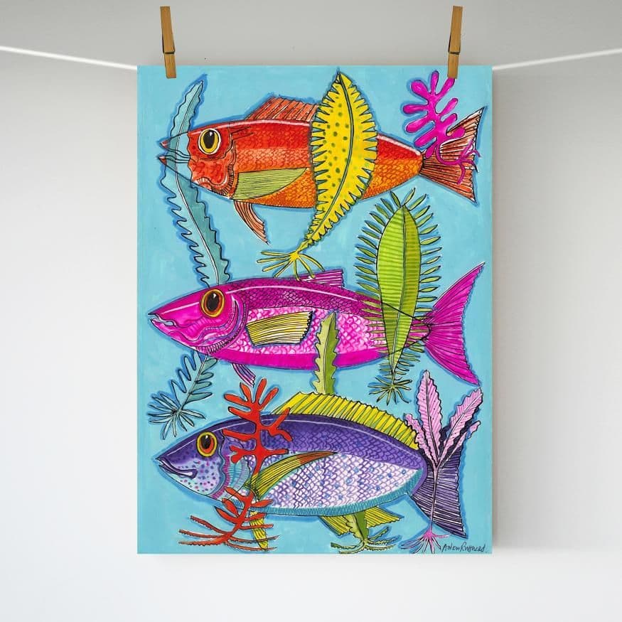 Three Colourful Fish – A3 print