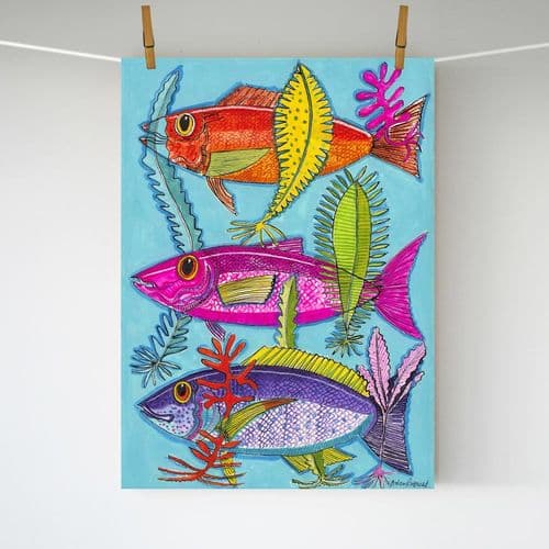 Three Colourful Fish – A3 print