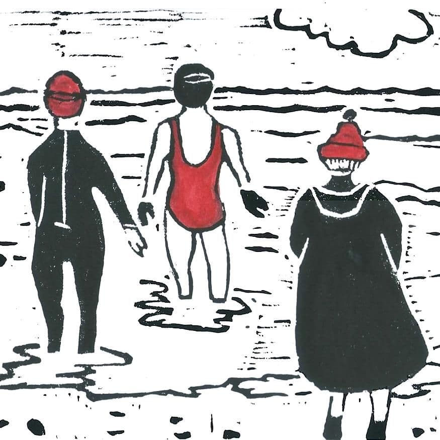 Three Friends - Lino Print
