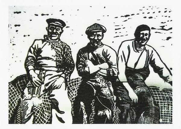 Three Rye Harbour Fishermen Coastal Card | Steve Duffy