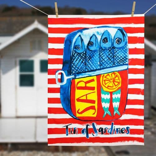 Tin of Sardines Tea Towel