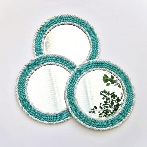 Trio of Green Fishing Rope Wall Mirrors
