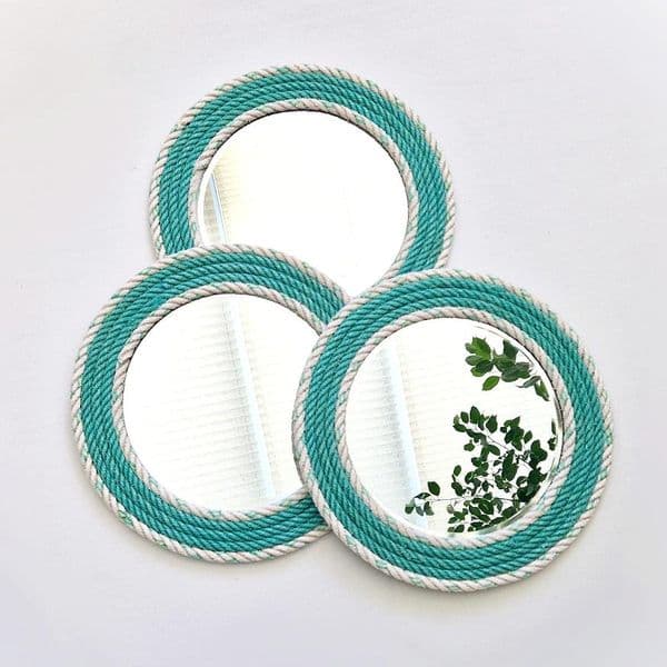 Trio of Green Fishing Rope Mirrors | Wall Mirror | Rachel White