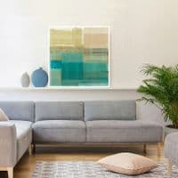 Turquoise & Yellow Coastal Abstract | Large Canvas Print | Flora Kouta