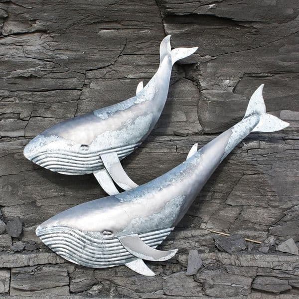 Two Blue Whales | Metal Wall Hanging