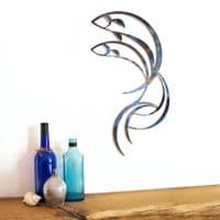 Two Fish - Tempered Metal Wall Art Hanging by Janet Mary Robinson