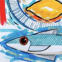 Two Lemons and Sea Bass Print | A3 Print | Andrew Ruffhead