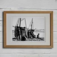 Waiting on the Tide | Linocut | Lino Print