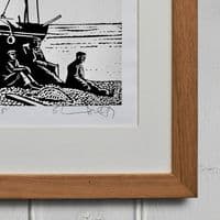 Waiting on the Tide | Linocut | Lino Print