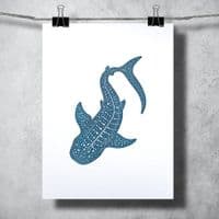 Whale Shark Linocut Print | Chris Taylor