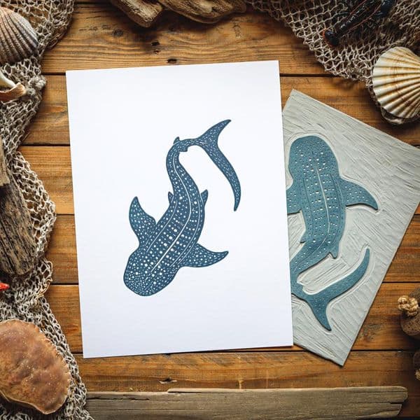 Whale Shark Linocut Print | Chris Taylor