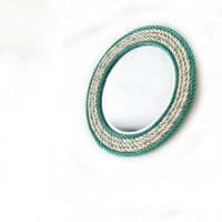 White & Green Recycled Fishing Rope Mirror | Wall Mirror | Rachel White