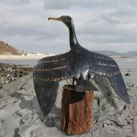 Wingspread Cormorant Bird Carving | Hand Carved Bird | Wooden Bird Carving