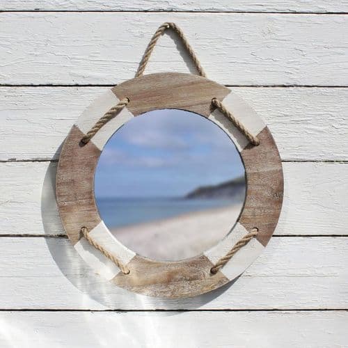 Wooden Lifebuoy Mirror