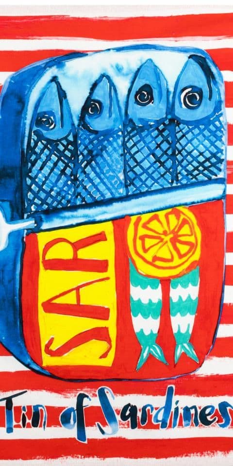 sardine tea towel