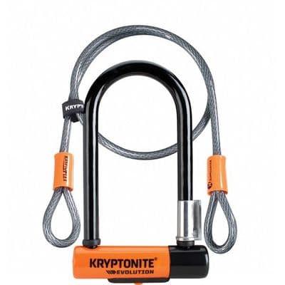 Kryptonite Evolution Mini 7 Lock with 4 Foot Cable and Flexframe Bracket Sold Secure Gold