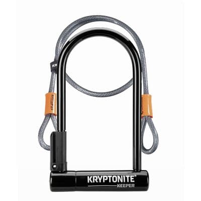 Kryptonite Keeper 12 Standard U-Lock with 4 foot Kryptoflex cable Sold Secure Silver