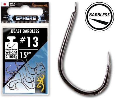 Browning Sphere Beast Barbless Hook with spade #8 black nickel